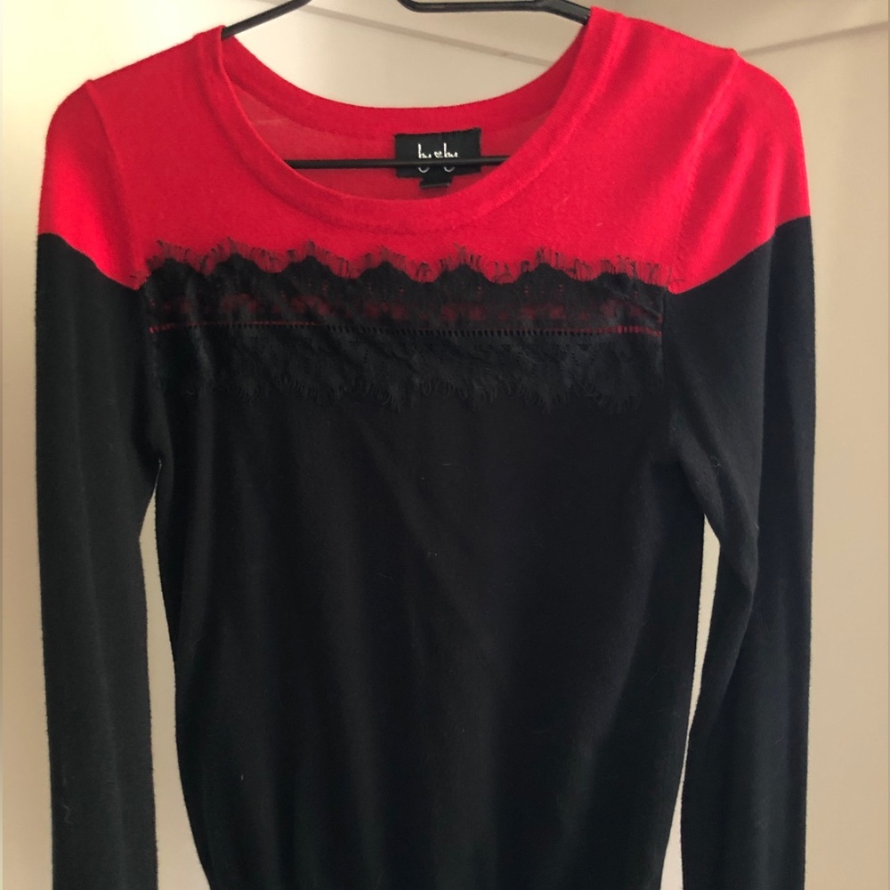 women’s S by x by red/black lace long sleeve shirt